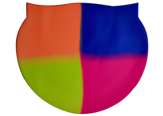 Dauerhafte Silikon-Schwimmen-Kappen für langes Haar-orange blaues gelbes Blau