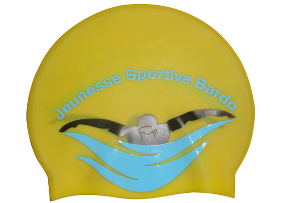 Umweltfreundliche kundenspezifische gelbe Silikon-Schwimmen-Kappen für Erwachsene